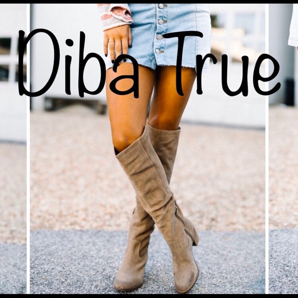 Diba True Beige Suede 15" Boots 8.5